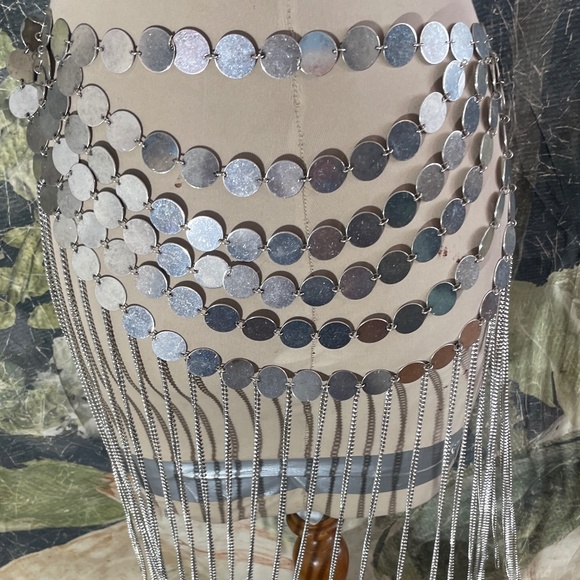 Free People Disco Inferno Silver Chain Belt
